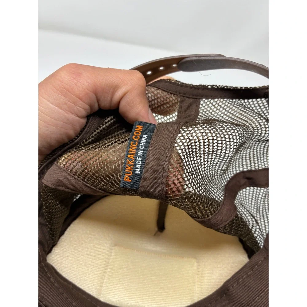 Nomans Marthas Vineyard Trucker Hat Pukka Brown White Leather Patch Snapback